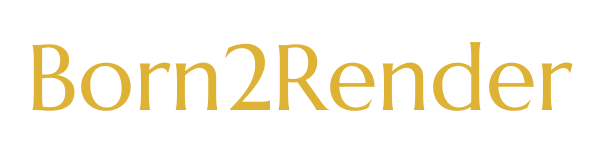 Born2Render Schriftlogo gelb